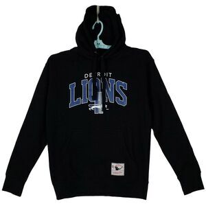 Detroit Lions Mitchell‎ & Ness NFL S Small Hoodie Retro Team Logo Black NWT